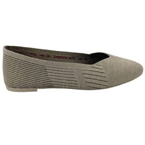 SKECHERS CLEO CRAVE TAUPE WOMENS CASUAL FLAT SHOE SLIP ON METALLIC THREAD SZ 6